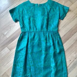 Vintage brocade blue green dress